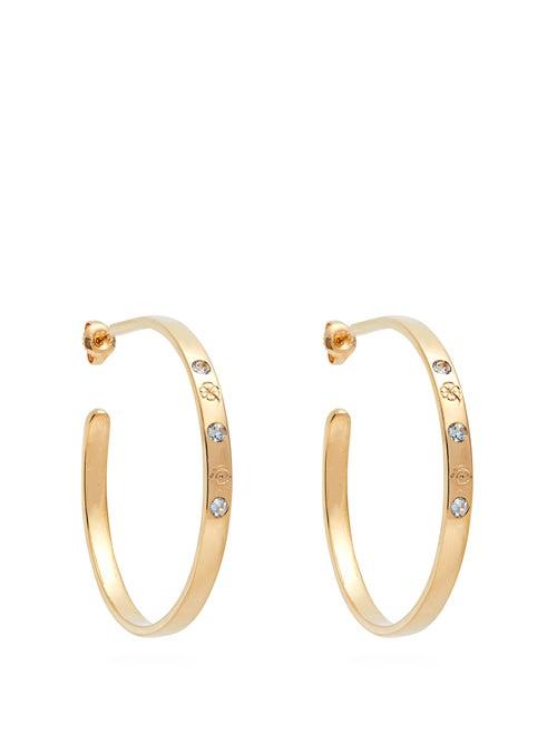 Matchesfashion.com Aurlie Bidermann Fine Jewellery - Topaz & 18kt Gold Hoop Earrings - Womens - Yellow Gold