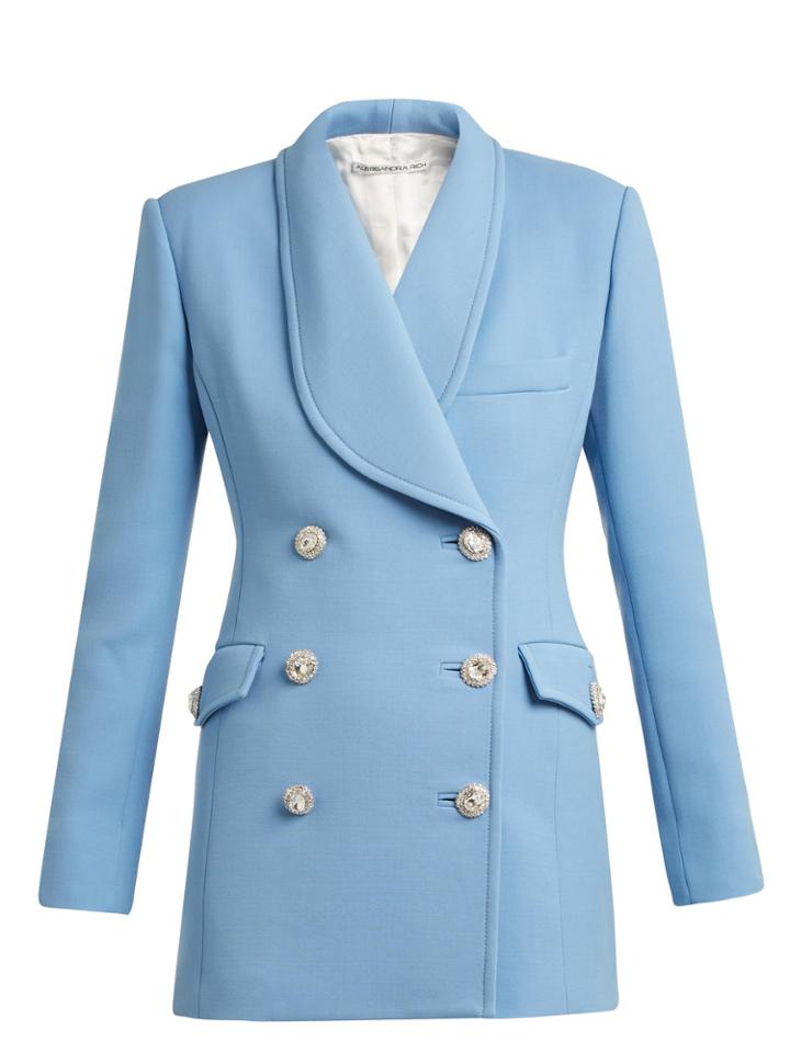 Alessandra Rich Double-breasted Swarovski Button Blazer