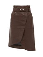 Matchesfashion.com Ganni - Asymmetric Grained Leather Skirt - Womens - Dark Brown