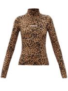 Matchesfashion.com Vetements - Logo And Leopard-print Stretch-jersey Top - Womens - Leopard