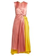 Matchesfashion.com Roksanda - Nyimi Knotted Silk Satin Midi Dress - Womens - Multi