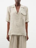 Le Kasha - Harris Flap-pocket Organic-linen Shirt - Womens - Beige