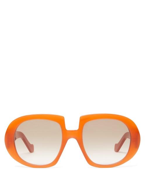 Matchesfashion.com Loewe - Anagram Oversized Acetate Sunglasses - Womens - Orange