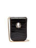 Matchesfashion.com Miu Miu - Crocodile Effect Mini Leather Cross Body Bag - Womens - Black