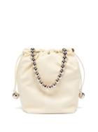Matchesfashion.com Jil Sander - Beaded Drawstring Leather Bucket Bag - Womens - Cream