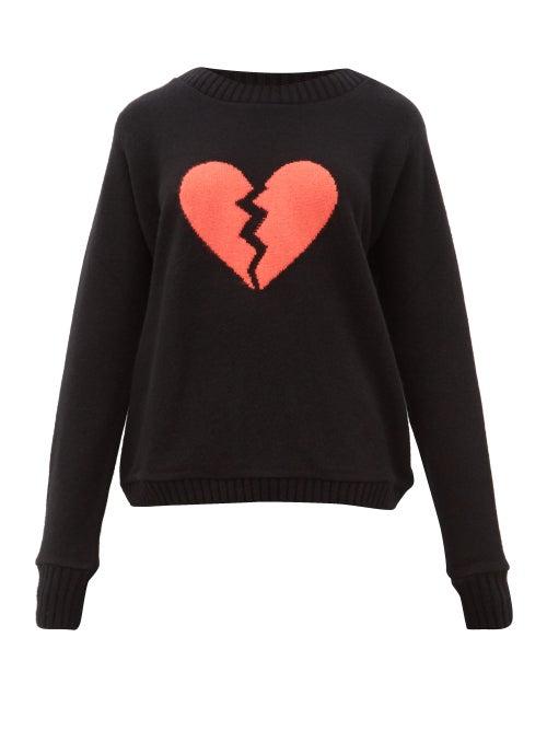 Matchesfashion.com The Elder Statesman - Broken Heart Intarsia Cashmere Sweater - Womens - Black Multi