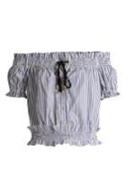 Caroline Constas Off-the-shoulder Striped Cotton-oxford Top