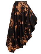 Matchesfashion.com Marques'almeida - Tie Dye Asymmetric Midi Skirt - Womens - Black Multi