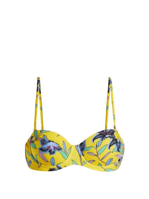 Matchesfashion.com Diane Von Furstenberg - Floral Print Balconette Bikini Top - Womens - Yellow Print
