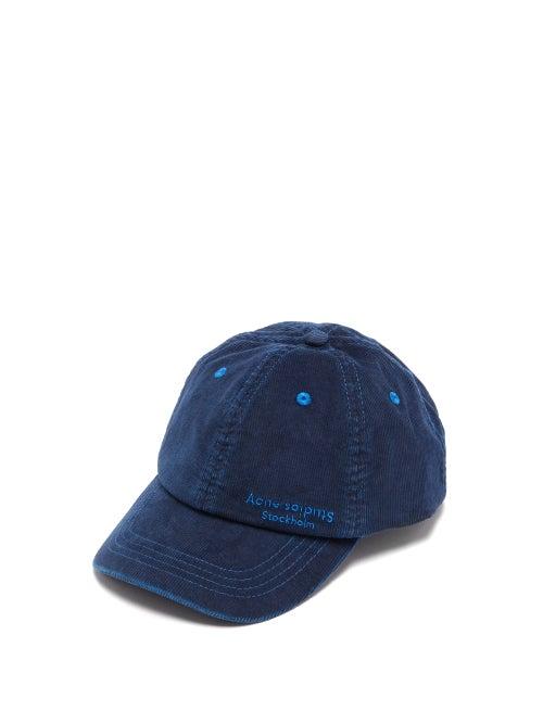 Matchesfashion.com Acne Studios - Carliy Logo Embroidered Cotton Blend Corduroy Cap - Mens - Navy
