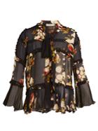 Preen Line Roya Ruffle-trimmed Peony-print Semi-sheer Blouse