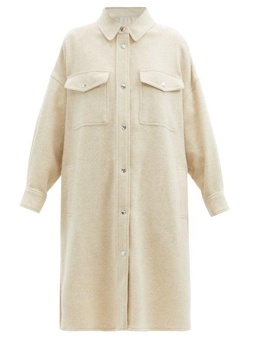 Matchesfashion.com Isabel Marant Toile - Fontia Oversized Wool-blend Shirt Coat - Womens - Ivory