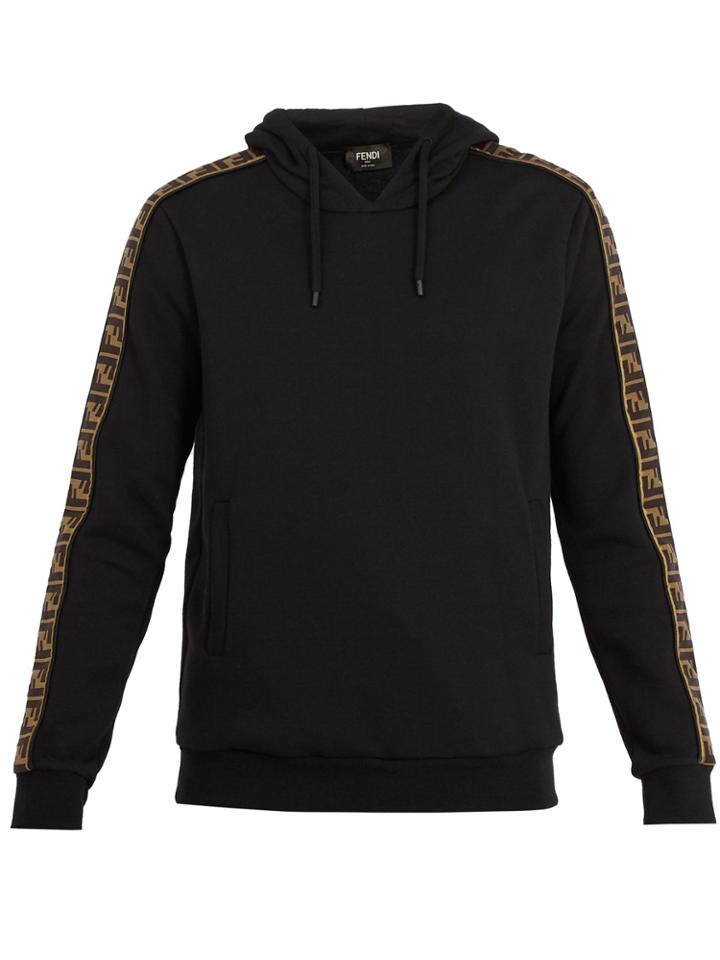 Fendi Logo-jacquard Tape-trimmed Hooded Sweatshirt
