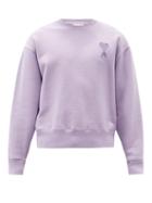 Matchesfashion.com Ami - Logo-embroidered Cotton-jersey Sweatshirt - Mens - Light Purple