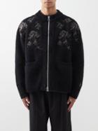 Sacai - Floral-embroidered Mohair-blend Cardigan - Mens - Black