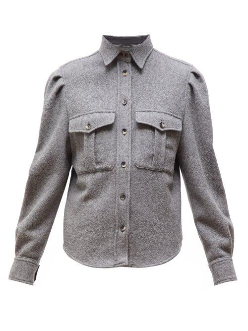 Matchesfashion.com Isabel Marant - Florrie Wool Blend Felt Shirt - Womens - Grey