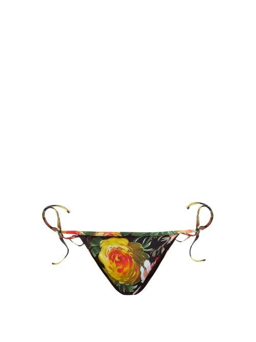 Matchesfashion.com Dolce & Gabbana - Floral Print Bikini Briefs - Womens - Black Multi