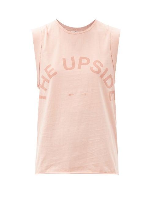 Matchesfashion.com The Upside - Muscle Logo-print Cotton-jersey Tank Top - Womens - Light Pink