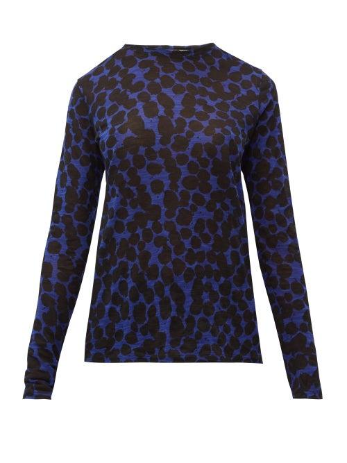 Matchesfashion.com Proenza Schouler - Painted Dot Cotton Tissue T Shirt - Womens - Black Blue