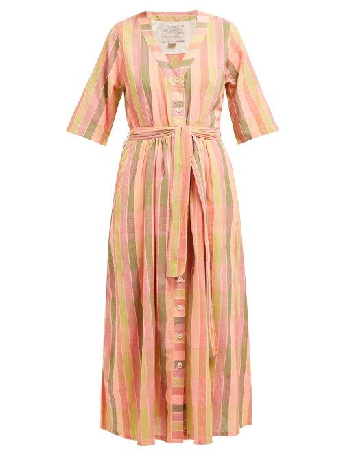 Matchesfashion.com Ace & Jig - Leelee Striped Cotton Midi Dress - Womens - Pink Multi