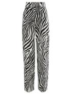 Matchesfashion.com Sara Battaglia - Zebra Print Velvet Wide Leg Trousers - Womens - Black White