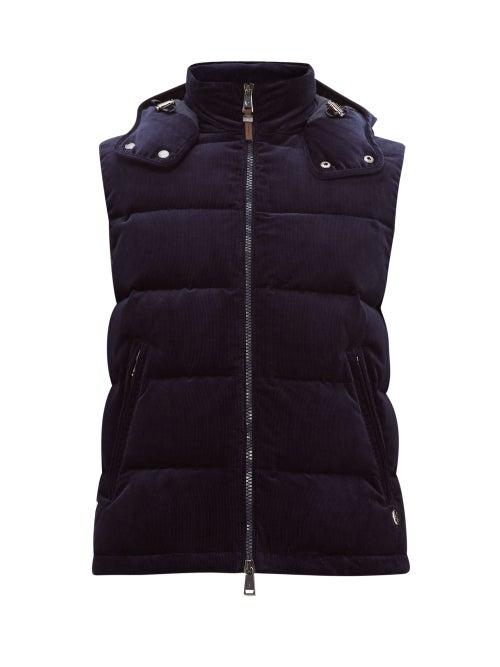 Matchesfashion.com Ralph Lauren Purple Label - Cotton Blend Corduroy Hooded Gilet - Mens - Navy