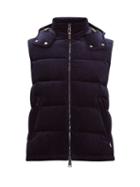 Matchesfashion.com Ralph Lauren Purple Label - Cotton Blend Corduroy Hooded Gilet - Mens - Navy