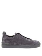 Ermenegildo Zegna - Triple Stitch Suede Trainers - Mens - Grey