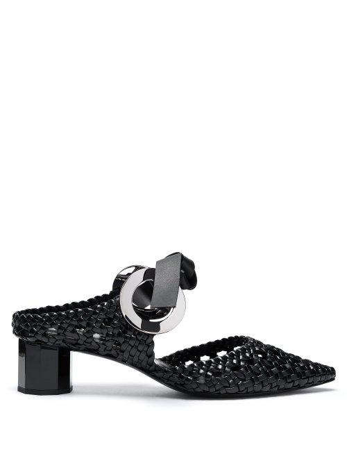 Matchesfashion.com Proenza Schouler - Front Tie Woven Leather Mules - Womens - Black