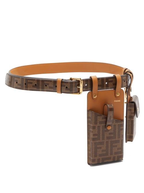 Matchesfashion.com Fendi - Ff Coated Canvas Pouch Utility Belt - Womens - Brown