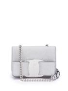 Matchesfashion.com Salvatore Ferragamo - Vara Mini Glitter Covered Leather Cross Body Bag - Womens - Silver
