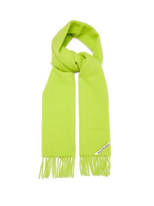 Matchesfashion.com Acne Studios - Holmes Logo Label Pilled Wool Twill Scarf - Womens - Green