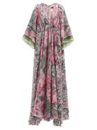 Matchesfashion.com Biyan - Gozan Floral-print Silk-twill Maxi Dress - Womens - Pink