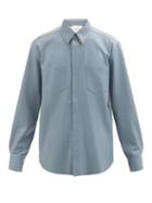Nanushka - Declan Patch-pocket Faux-leather Shirt - Mens - Blue
