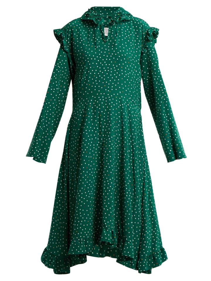 Vetements Hooded Emoji-print Crepe De Chine Dress
