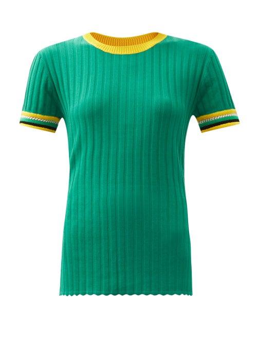 Matchesfashion.com Wales Bonner - Saint Ann Rib-knitted Top - Womens - Green Multi