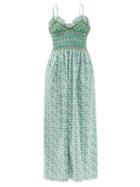 Ladies Beachwear Loretta Caponi - Bianca Smocked Floral-print Cotton-poplin Dress - Womens - White Print