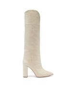 Matchesfashion.com Paris Texas - Knee-high Crocodile-effect Leather Boots - Womens - Beige