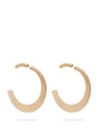 Matchesfashion.com Saint Laurent - Snake Skin Engraved Brass Hoops - Womens - Gold