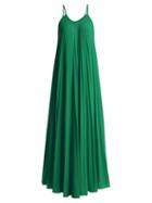 Matchesfashion.com Adriana Degreas - Le Fleur Pleated Crepe Jumpsuit - Womens - Green