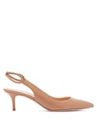 Matchesfashion.com Gianvito Rossi - Pointed Toe Slingback Leather Pumps - Womens - Nude
