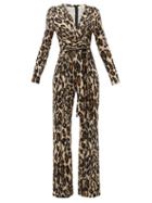 Matchesfashion.com Diane Von Furstenberg - Melinda Leopard Print Silk Jersey Jumpsuit - Womens - Animal