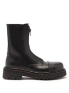 Vetements - Lug-sole Leather Ankle Boots - Womens - Black