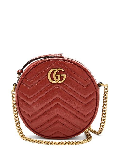 Matchesfashion.com Gucci - Gg Marmont Circular Leather Cross Body Bag - Womens - Red
