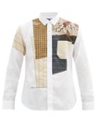 Matchesfashion.com Junya Watanabe - Patchwork Cotton-poplin Shirt - Mens - Beige White