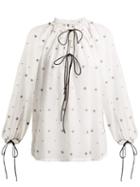 Matchesfashion.com Anaak - Fay Diamond Jacquard Cotton Blouse - Womens - White Print