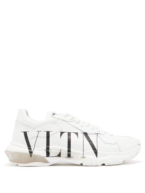 Matchesfashion.com Valentino - Bounce Vltn Print Raised Sole Trainers - Mens - White Black