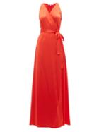 Matchesfashion.com Diane Von Furstenberg - Wrap Front Charmeuse Maxi Dress - Womens - Orange