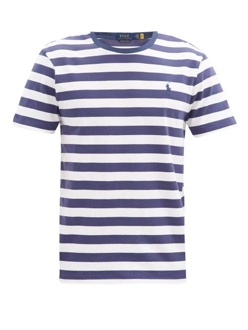 Matchesfashion.com Polo Ralph Lauren - Logo-embroidered Striped Cotton T-shirt - Mens - Blue White