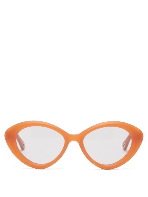 Chlo - Osco Oversized Cat-eye Acetate Sunglasses - Womens - Orange